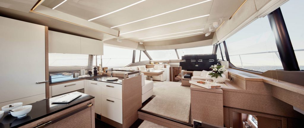 prestige 630 yacht charter main salon view