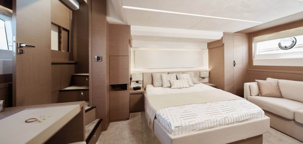 prestige 630 yacht charter master cabin with king size bed