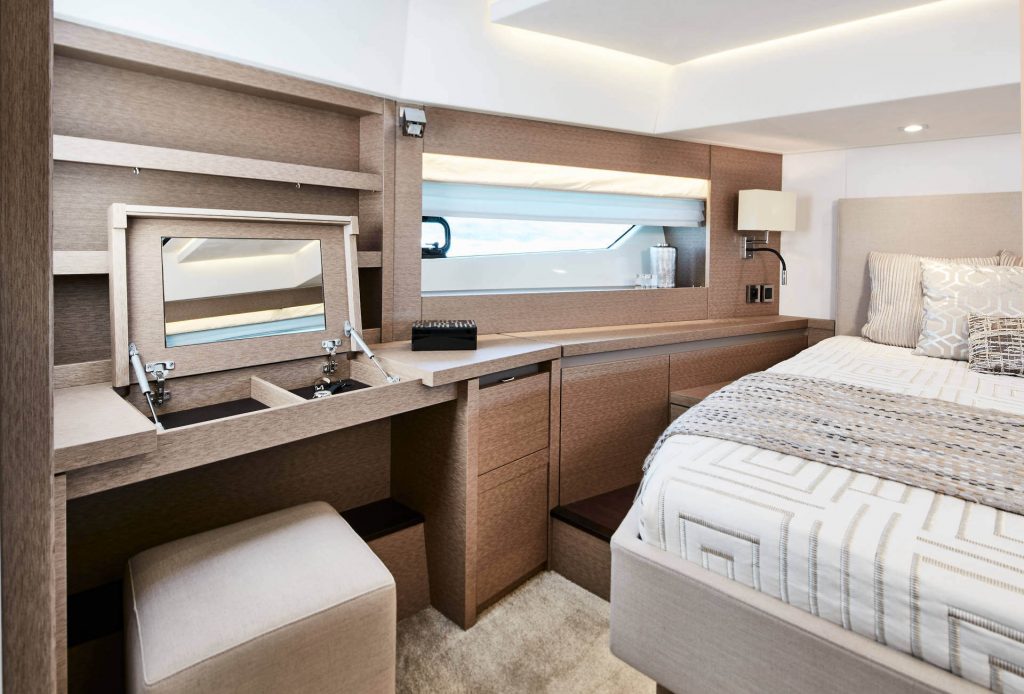 prestige 630 yacht charter master cabin view at the window
