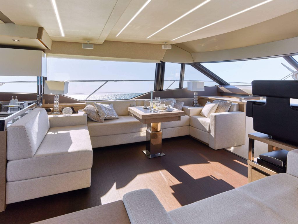 prestige 630 yacht charter main deck table