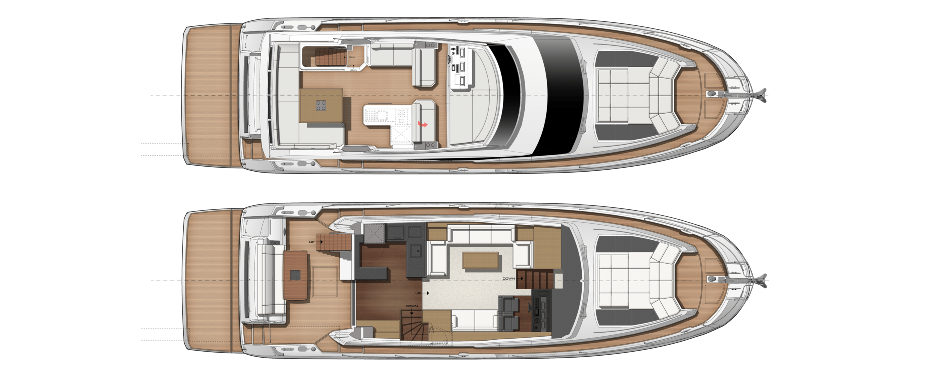 prestige 630 yacht charter layout