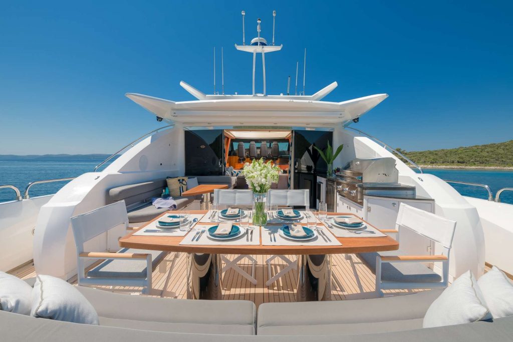 quantum yacht charter aft deck dining area