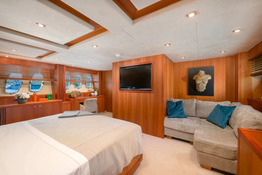 quantum yacht charter master suite tv view
