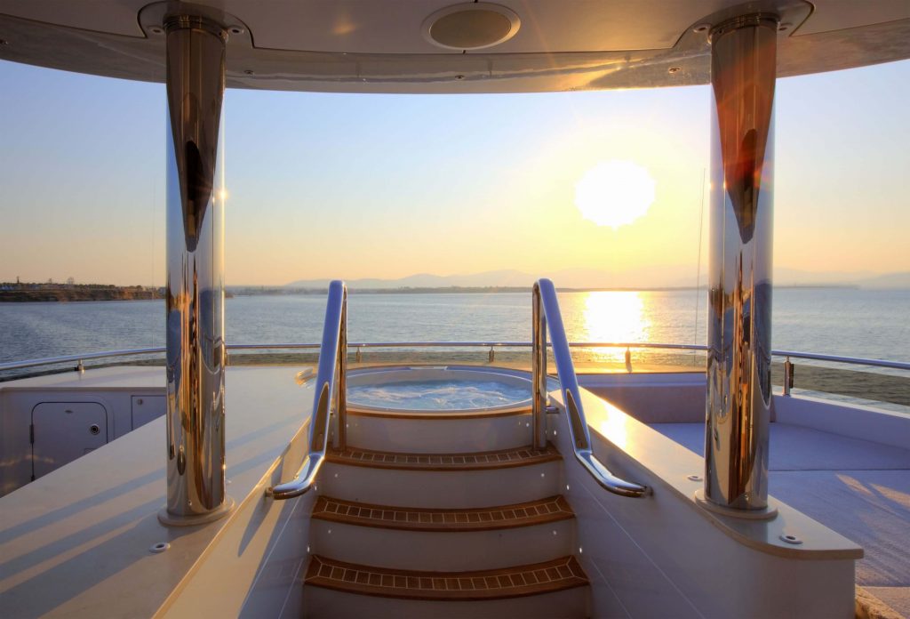 quaranta yacht charter jacuzzi at sunset