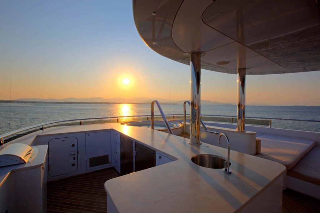 sunset from a quaranta catamaran yacht