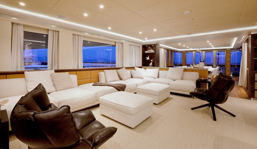 sofas in the salon on a quaranta catamaran yacht