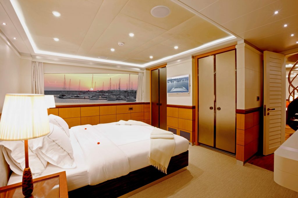 master bedroom on a quaranta catamaran yacht charter