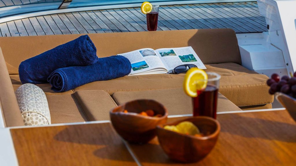 schatzi yacht charter snacks and drinks on the flybridge