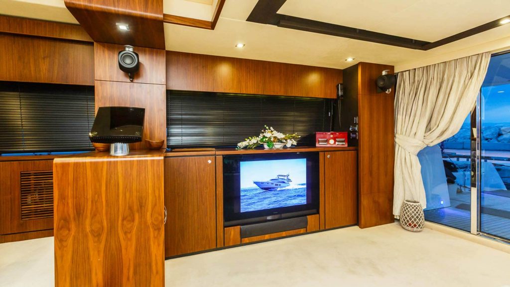 schatzi yacht charter main saloon tv