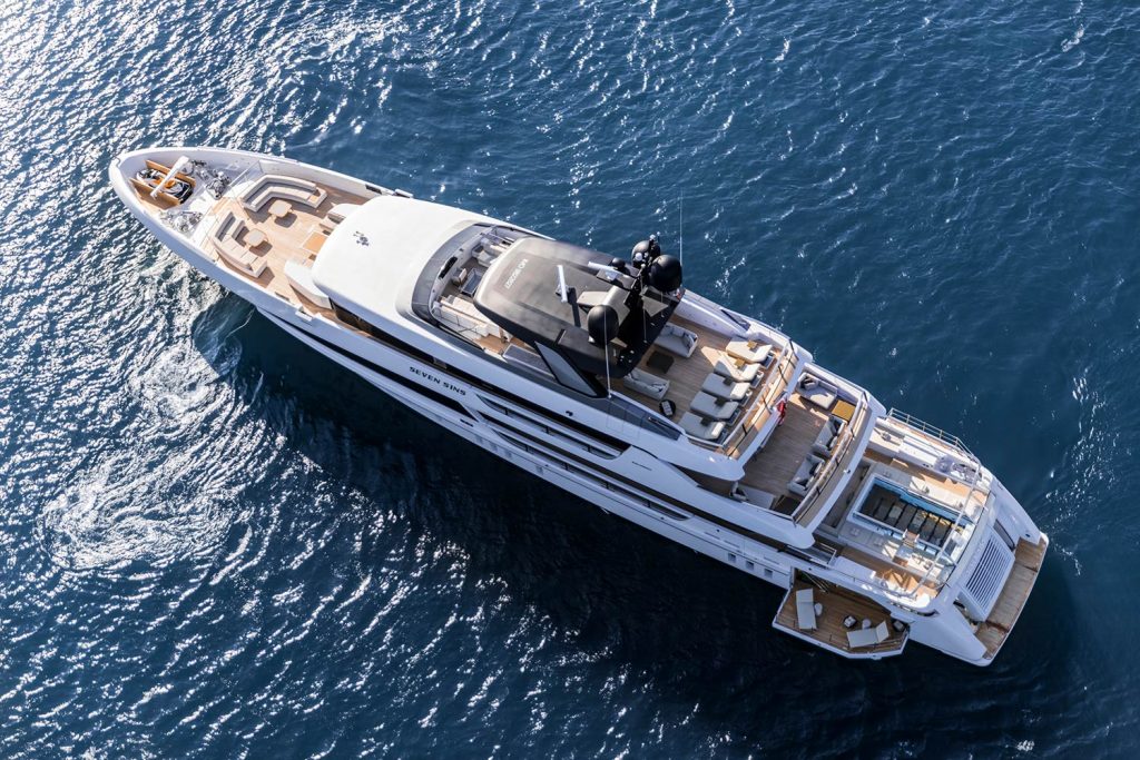 seven sins yacht charter aerial view