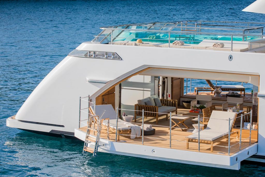 seven sins yacht charter fold out balcony