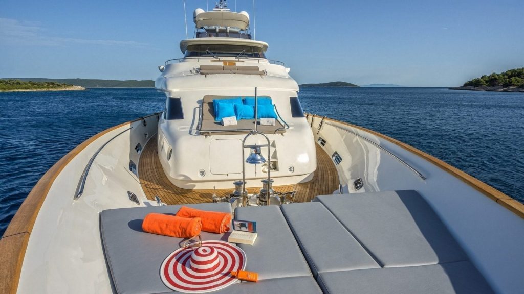 seventh sense yacht charter foredeck sunbathing area