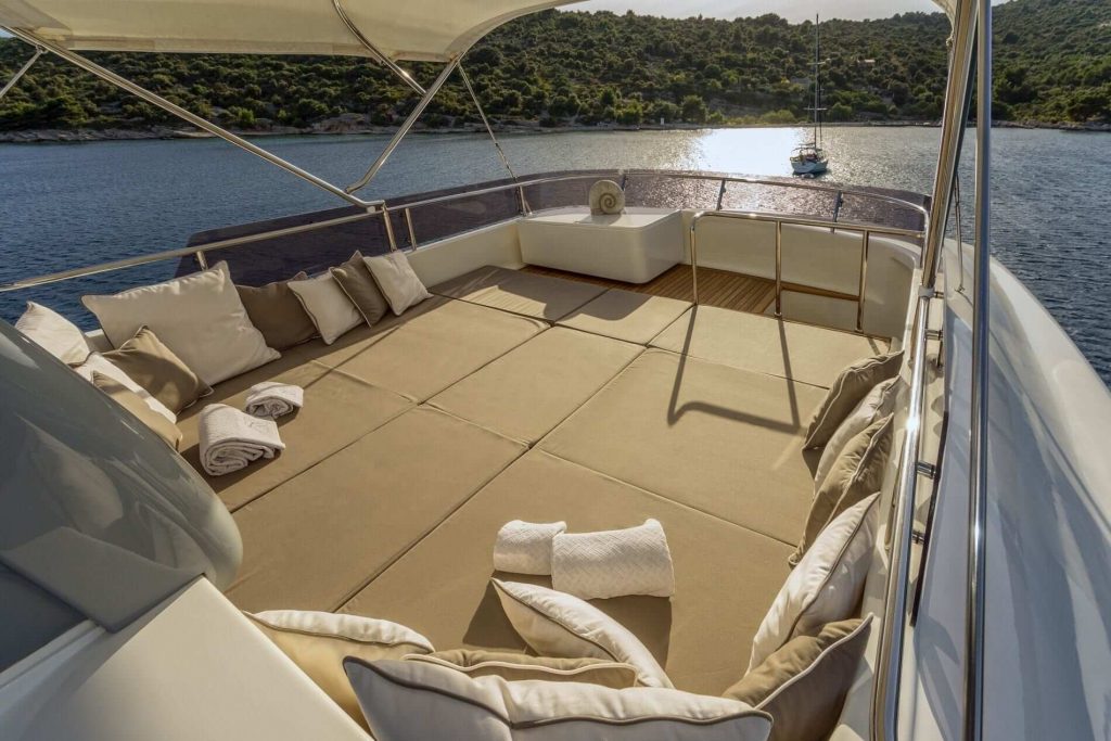 seventh sense yacht charter sunbathing area