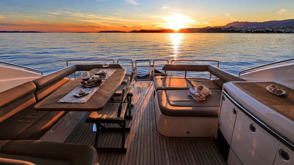 Spice of Life Yacht Charter aft deck sunset