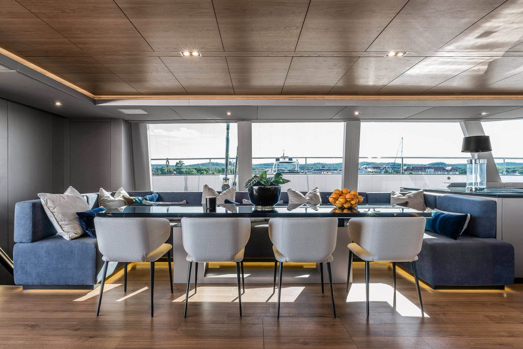 sunreef 7x catamaran yacht dining table