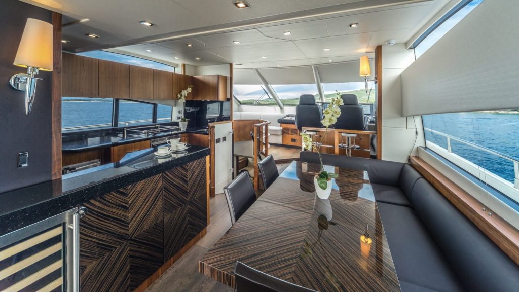 a cloudy bay yacht charter deck view from inside