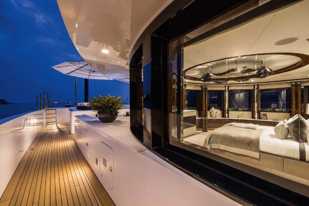 SOUNDWAVE superyacht master suite view from outside