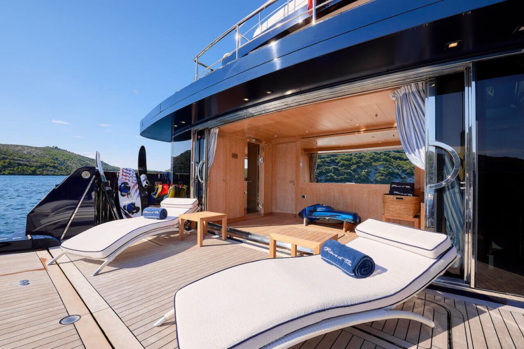 reve d'ore superyacht outside bed for relaxing