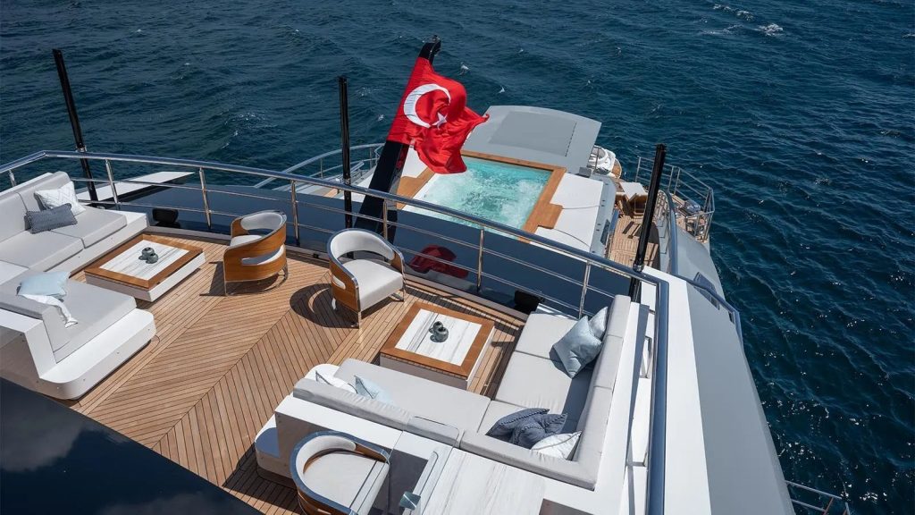tatiana yacht charter upper deck lounge area