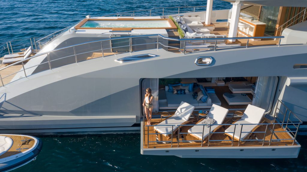tatiana yacht charter sun loungers on the swim platform