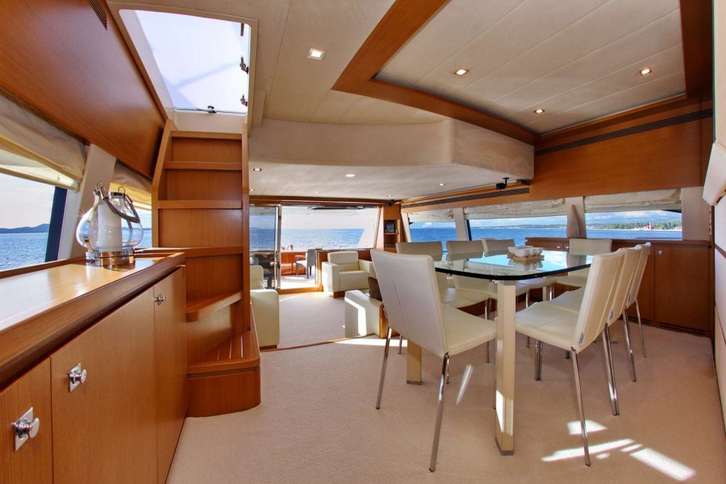 tesoro yacht charter main dining table