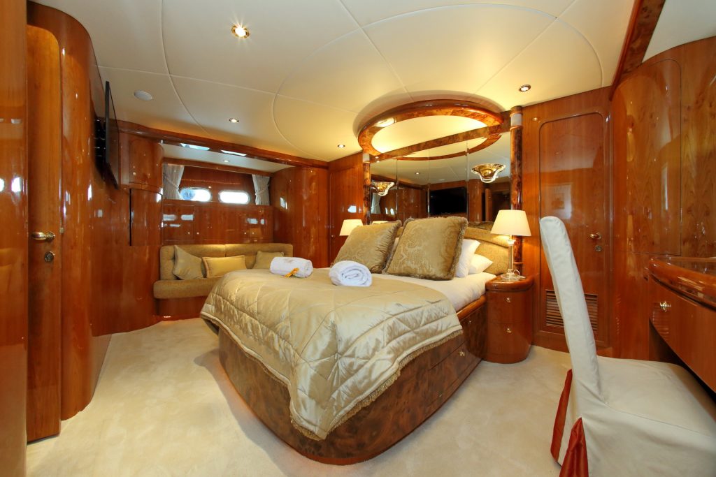 lady marcelle yacht charter vip cabin with a large bed