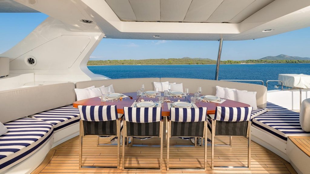 artemy yacht charter al fresco dining table