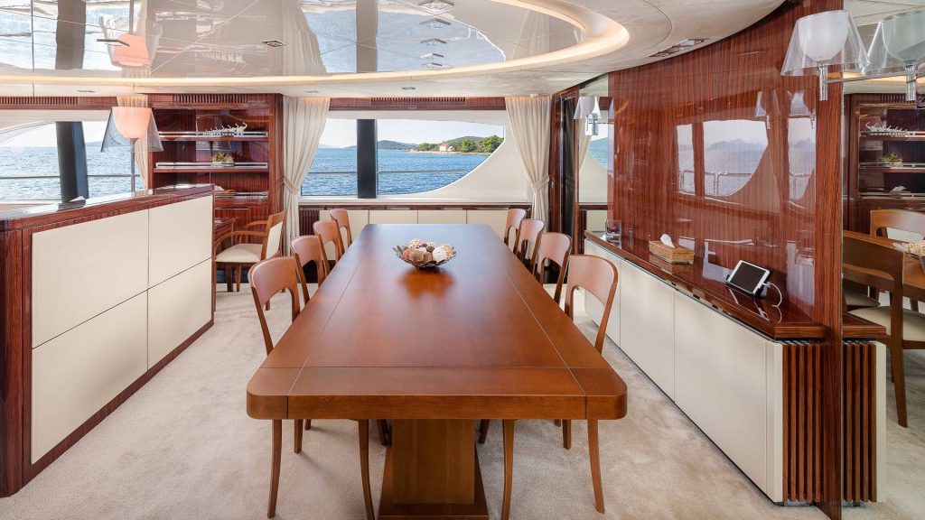 artemy yacht charter main dining table