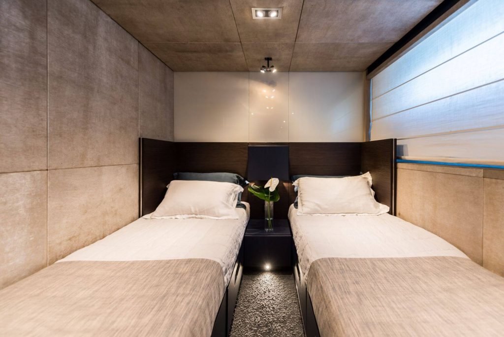 casa yacht charter bedroom with two separated beds