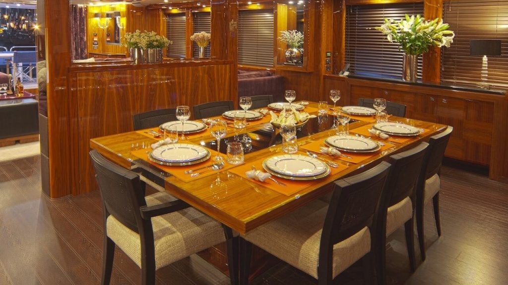 cassiopeia yacht charter dining area