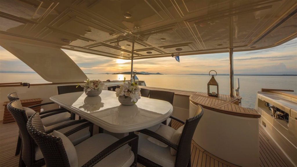 ena yacht charter alfresco dining table