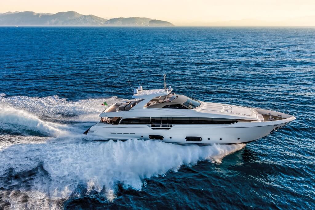 feretti aleksandra yacht charter speeding in the sea