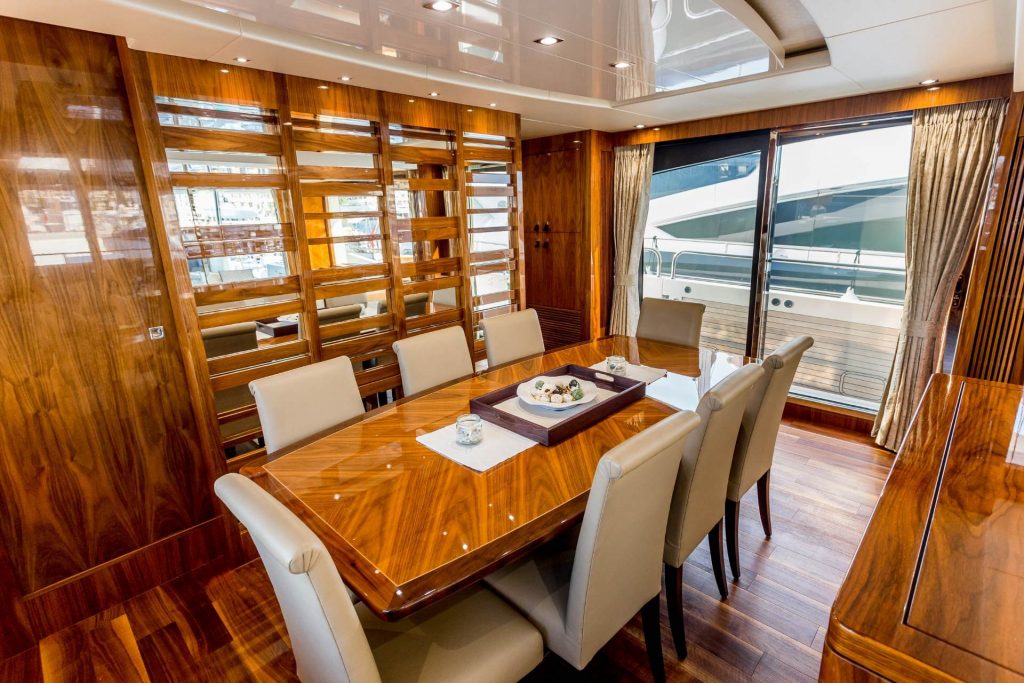 stardust yacht charter dining area