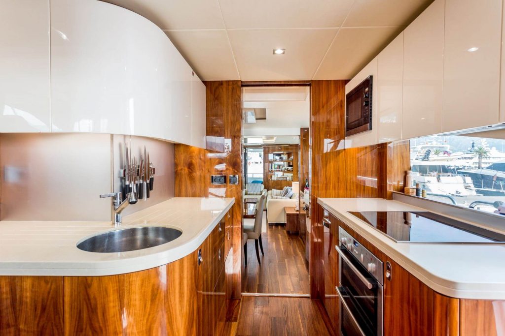 stardust yacht charter kitchen area