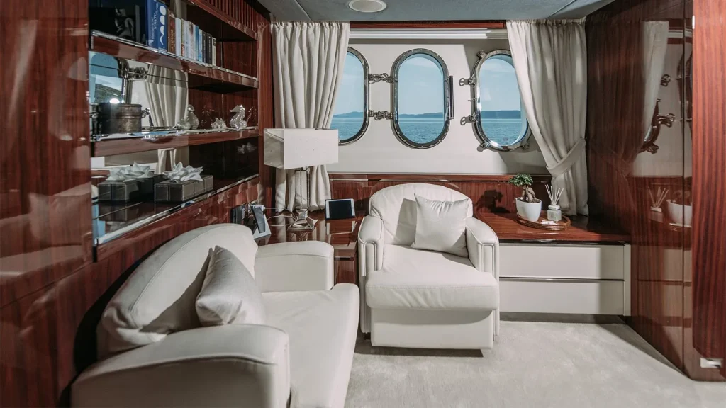 artemy yacht charter master suite sofas