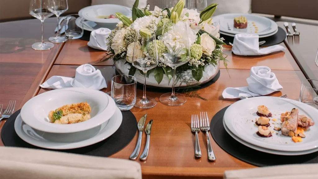 artemy yacht charter yacht dining