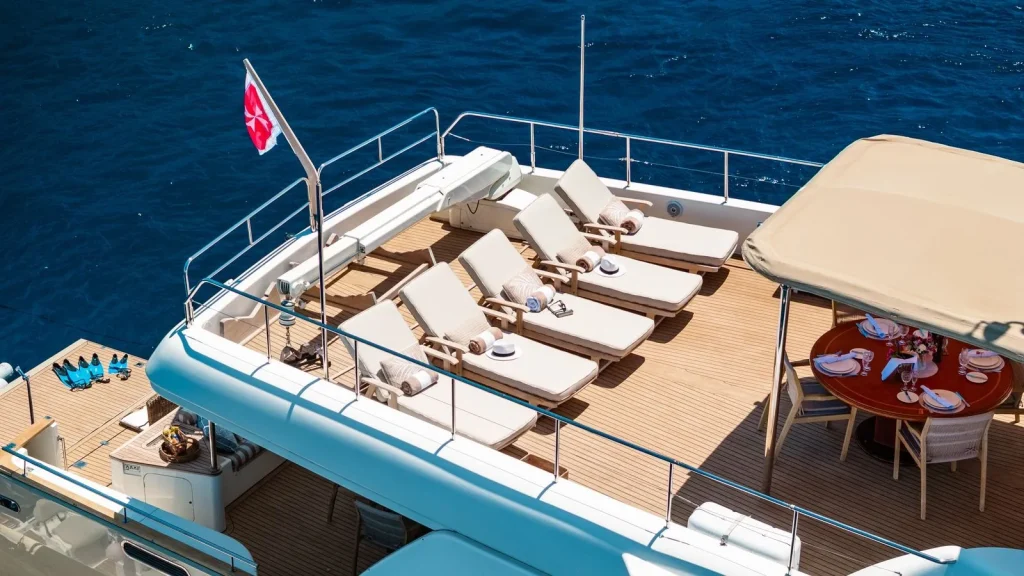 imagine yacht charter bridge deck lounge area