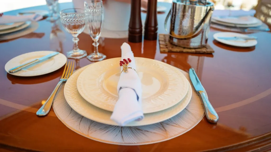 imagine yacht charter dining setup