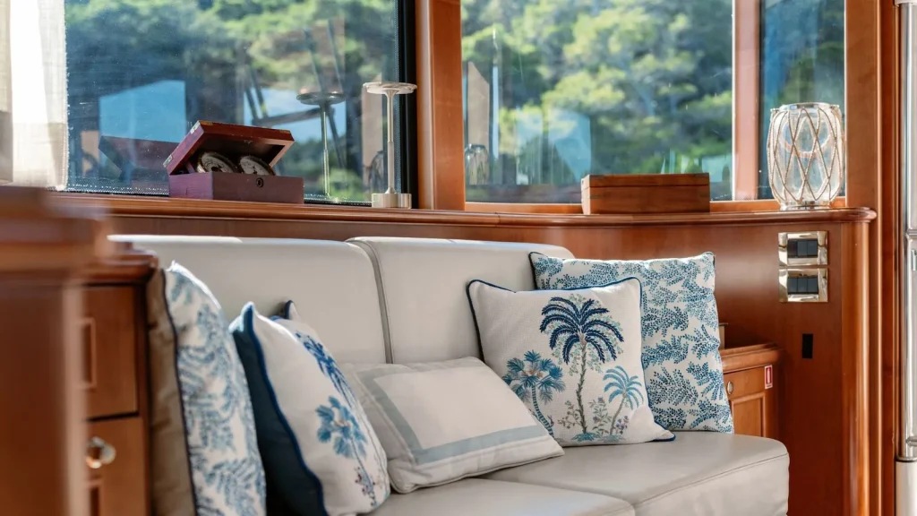 imagine yacht charter sofa on the bridge deck