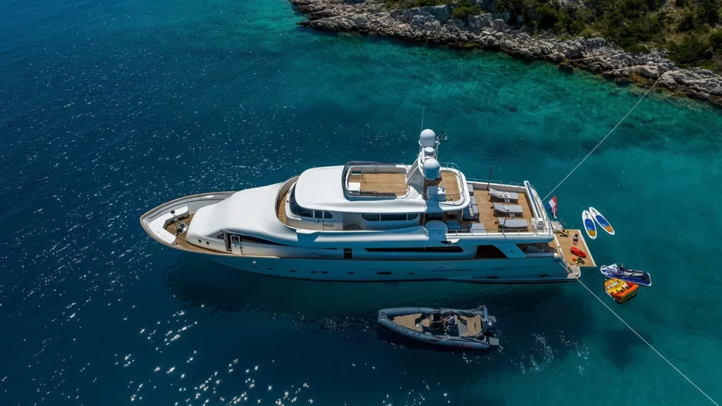 klobuk yacht charter aerial view with water toys