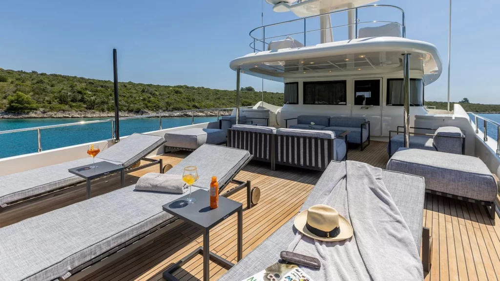 klobuk yacht charter aft deck sun loungers