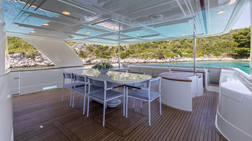klobuk yacht charter al fresco dining table