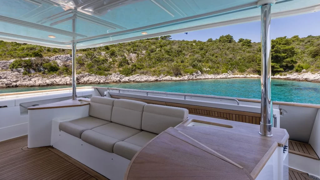 klobuk yacht charter main deck aft seating