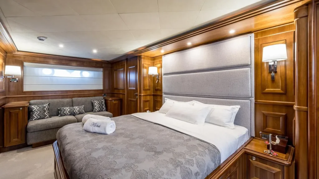 klobuk yacht charter vip stateroom sofa