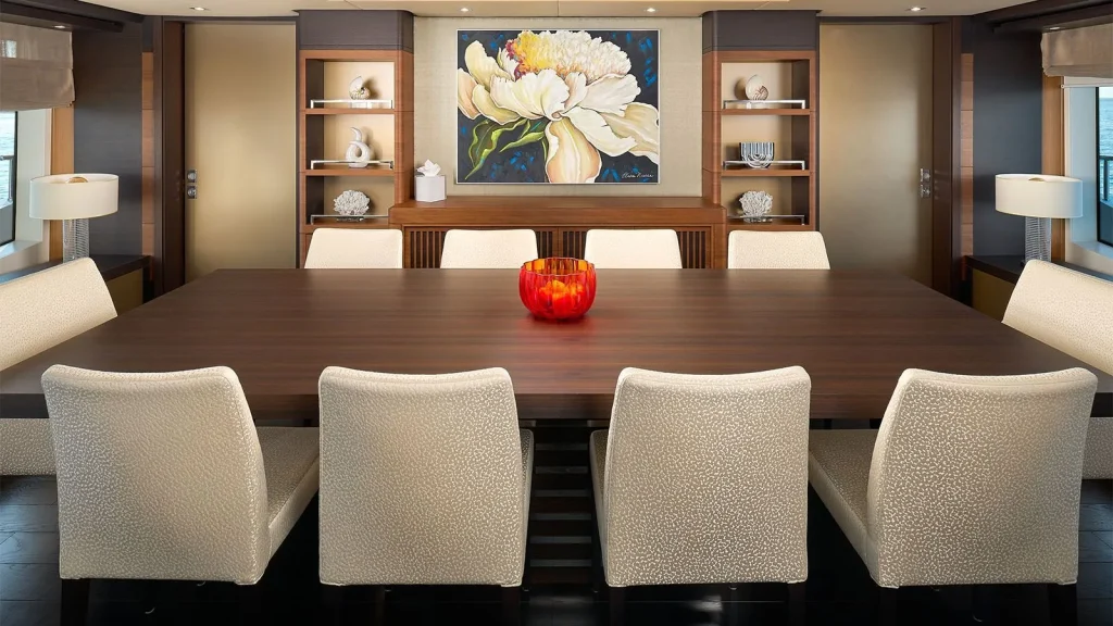 lady mrd yacht charter main dining table