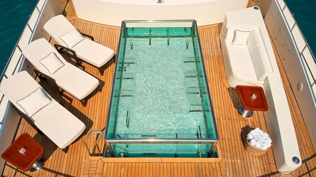 lady mrd yacht charter pool and sunbeds