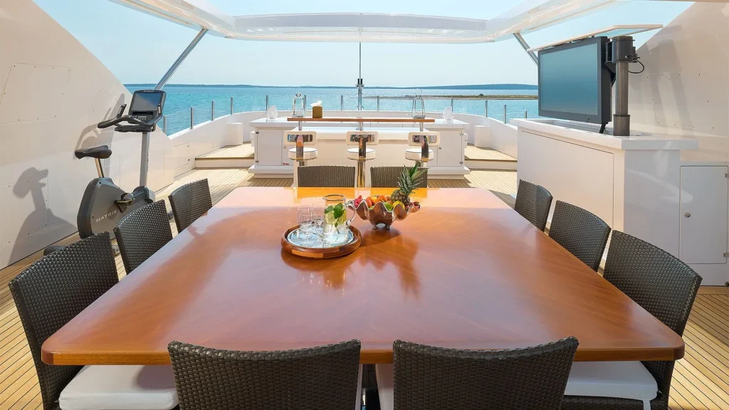 lady mrd yacht charter sundeck dining area