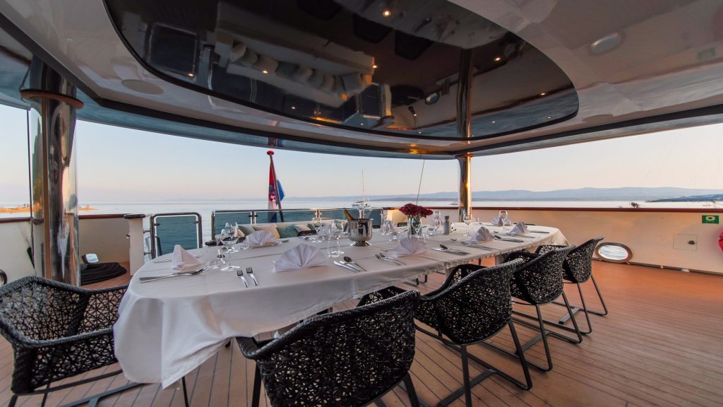 aiaxaia yacht charter aft deck dining