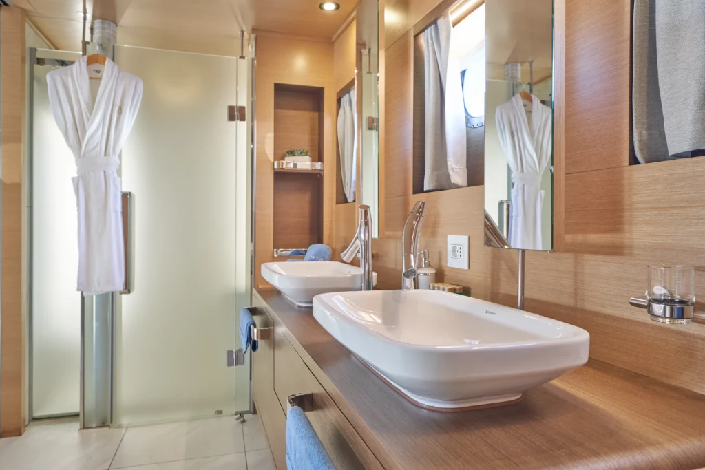 omnia yacht charter master en suite double sink