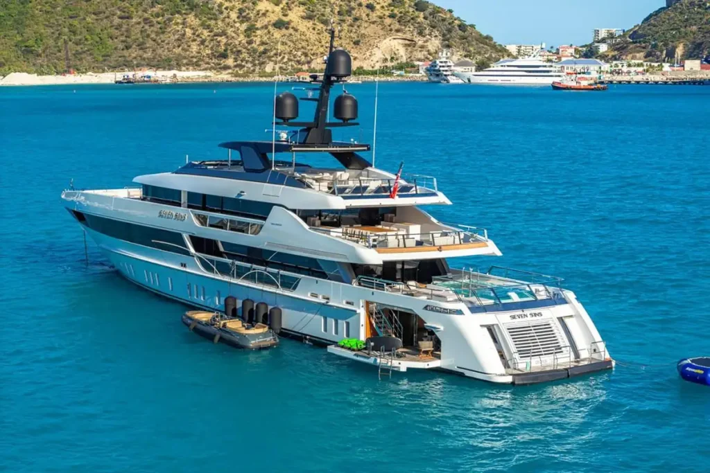seven sins yacht charter aerial view